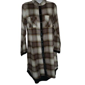 Soft Surroundings Saxon Plaid Button Tunic dress Women S boho Retro Cottage